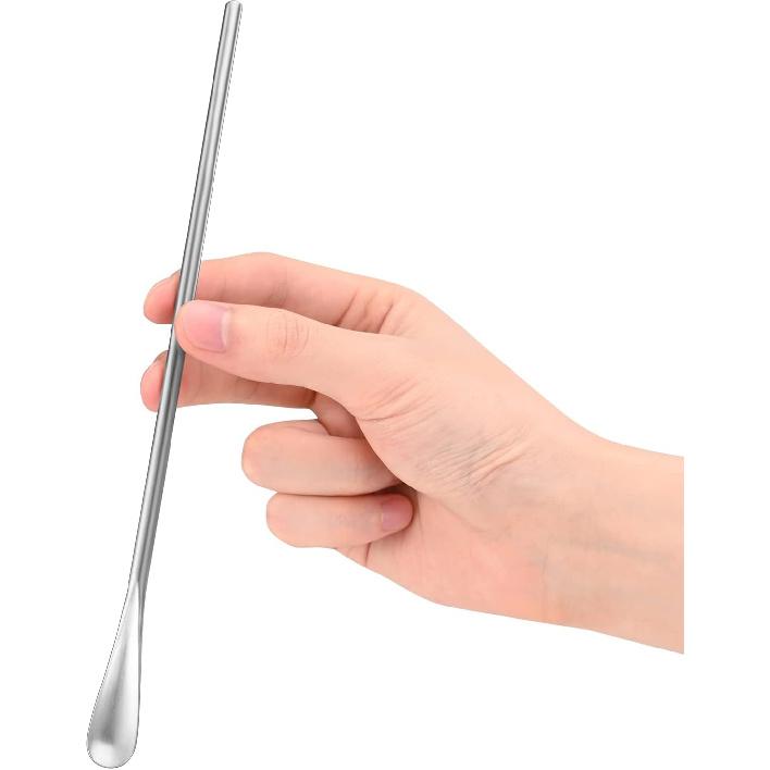 8.5Inch/21.8cm Coffee Stirrers Spoon,Silver Stainless Steel 304# Coffee Stir Sticks,Round Solid Long Handle Cocktail Beverage Iced Tea Stirring