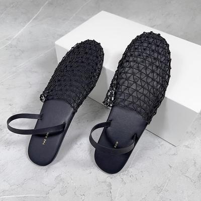 2025 Spring and Summer New Niche Woven Bag Head Roman Sandals Women's Hollow Breathable Flat Bottom European and American Fashion Muller Shoes