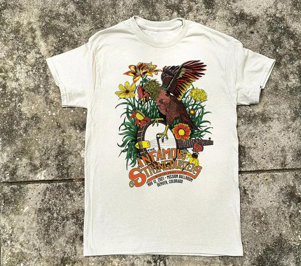 New The Infamous Stringdusters White Cotton Shirt Full Size S5xl Cs397 S