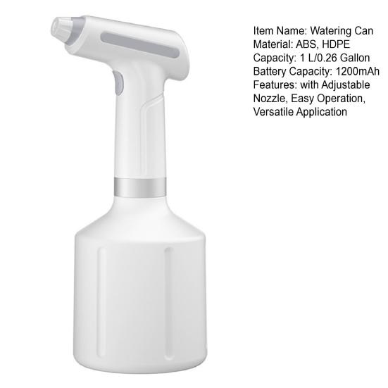 Electric Spray Bottle 0.26 Gallon Automatic Watering Can USB-C Rechargeable Sprayer with Adjustable Nozzle Plant Mister for Indoor Outdoor Gardening