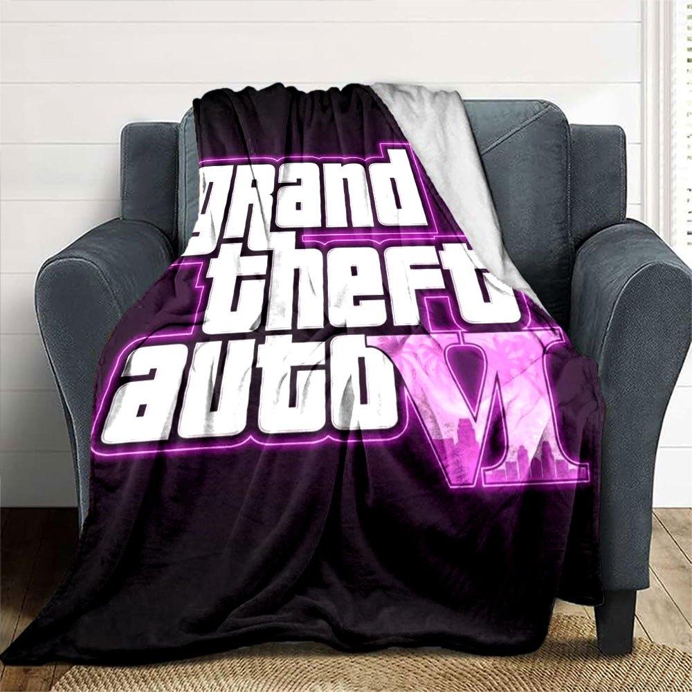 1 pezzo Coperta Morbida in Flanella Grand Theft Auto con Stampa di Designer Una coperta accogliente per tutte le stagioni, perfetta per il divano, il letto, l'ufficio