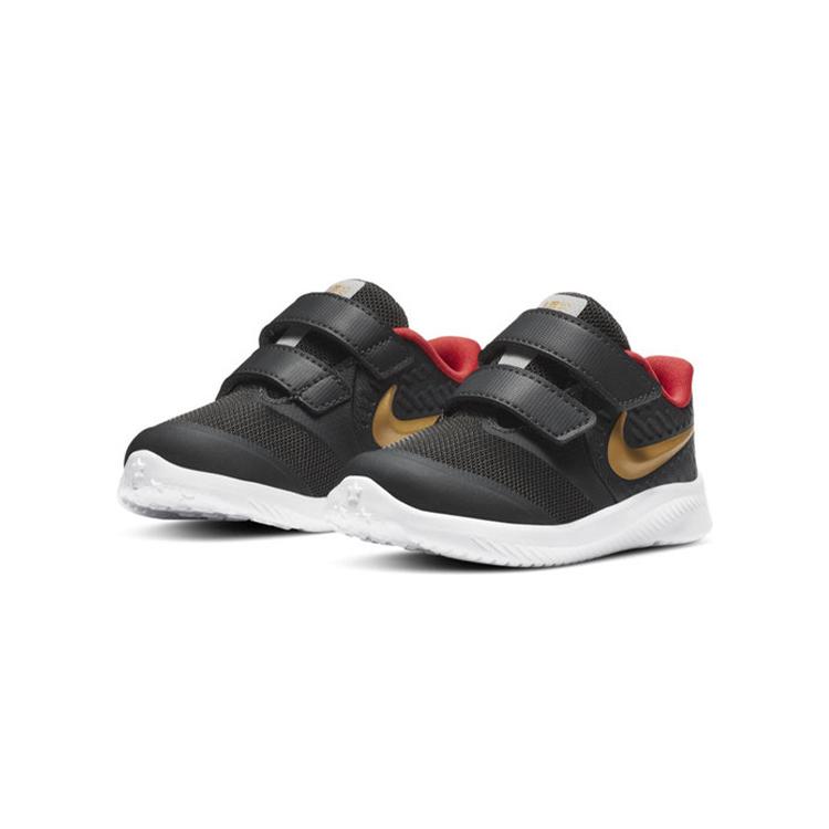 Nike Star Runner 2 Abrasion Resistant Low top Toddler Shoes Black Gold Red Infant And Toddler AT1803-010