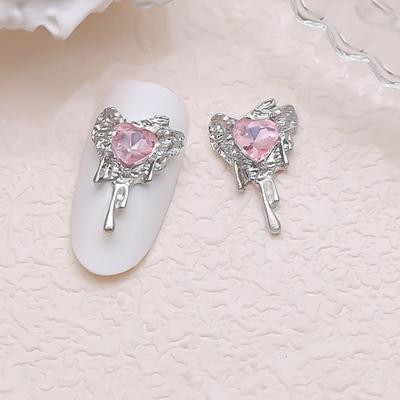 10 pezzi fai da te nail art strass decorazione 3D cuore finto cristallo su ciondoli in lega decorazione creativa accessori per telefono custodia collana gioielli donne