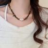 Melad Coffee Colored Tiger Eye Stone Bead Necklace, Niche Retro Collarbone Chain, Personalized and Fashionable Design Accessory