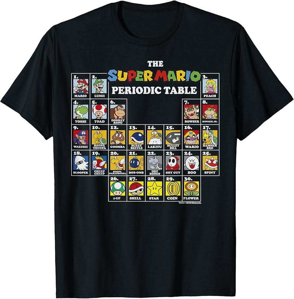 Periodic Table Of Characters Graphic TShirt Unisex T-Shirt S
