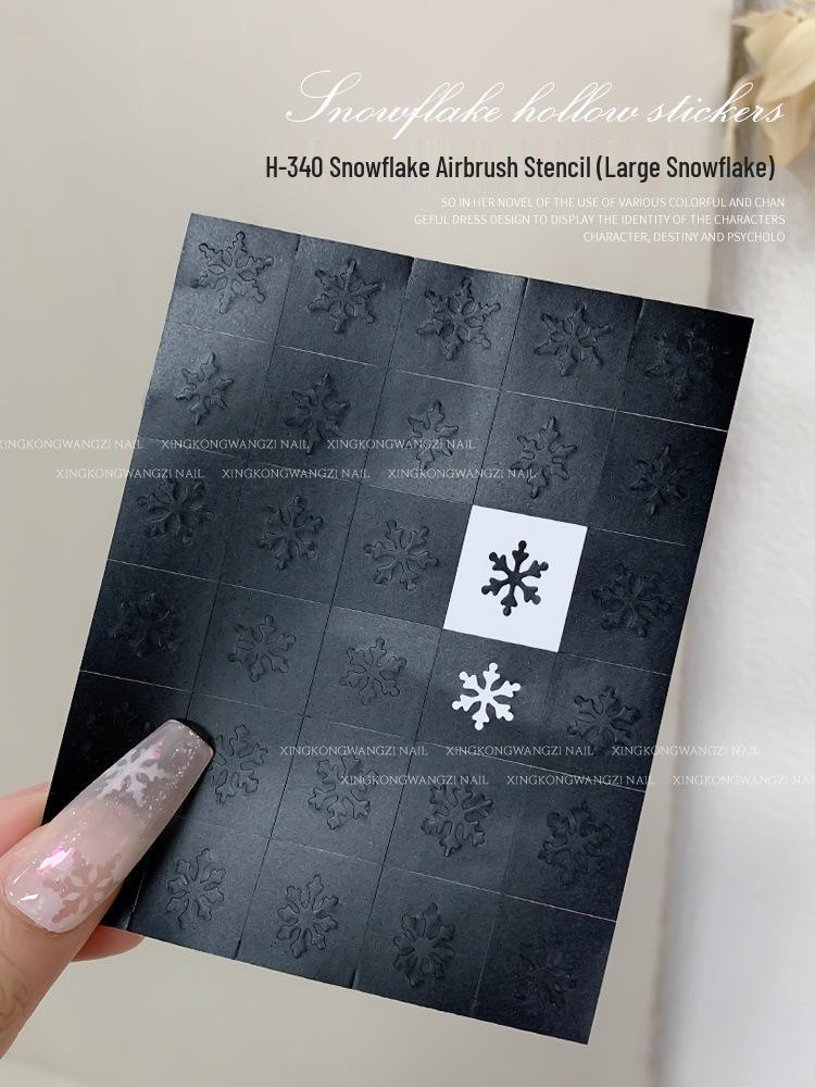 

Наклейки-трафареты для нейл-арта «Снежинки» - Рождественский французский омбре, аэрография