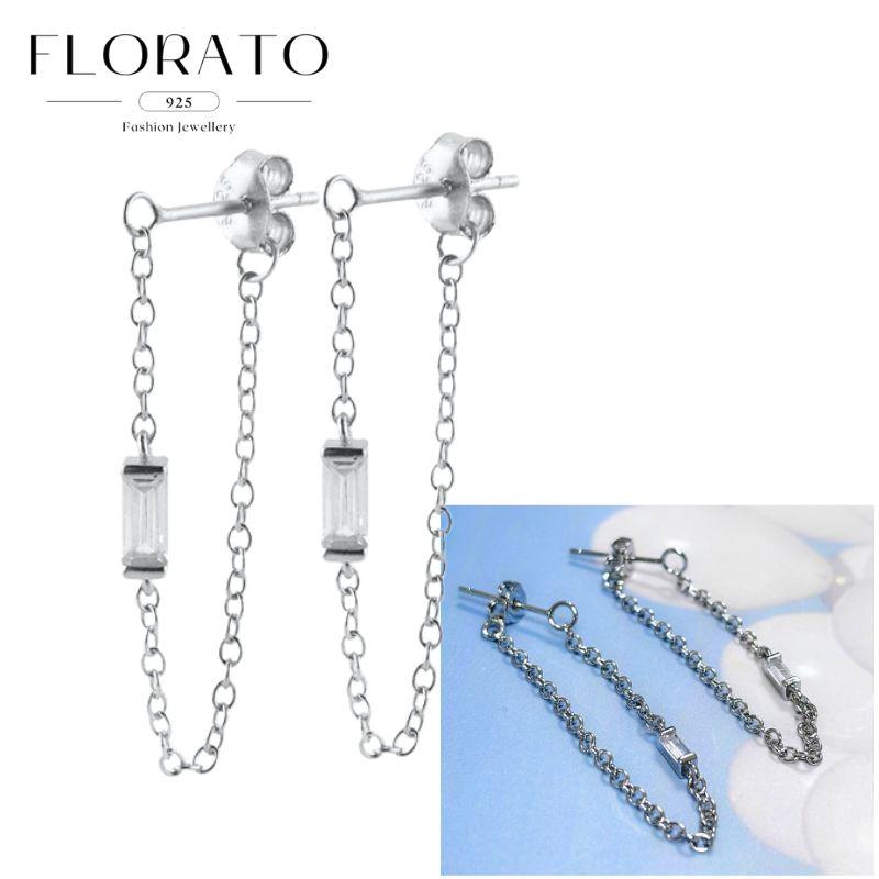 FLORATO 925 Silver Earrings Chain Tassel Pendant Earrings Zircon Silver Earrings for Women Trend Luxury Wedding Jewelry