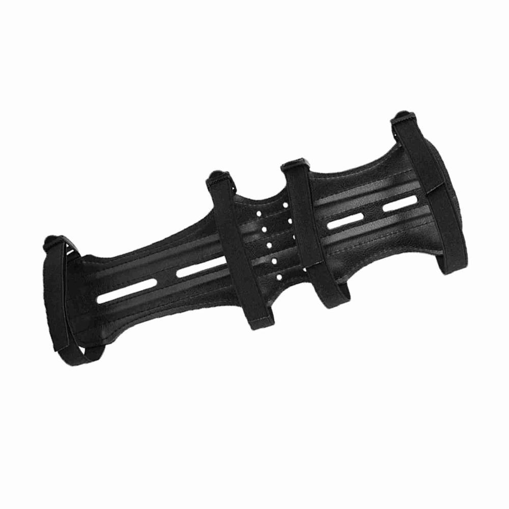 Black Leather Arm Band 12 Inch Archery Arm Band 4 Straps Archery Armguard Beginners Use