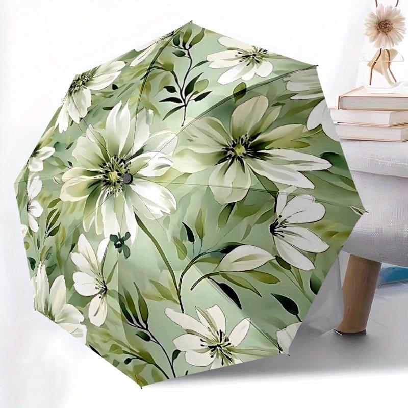 1pc Floral Pattern Automatic Opening/Closing Folding Umbrella with 36 Ribs, Plastic Handle, Windproof Portable Sunshade Umbrella Y250726076