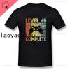 40th Birthday T-Shirt 1982 Men Funny LEVEL UNLOCKED 40 Year Old Gaming Tee Tops A Gift for A Wife and Husband Cotton Shirt