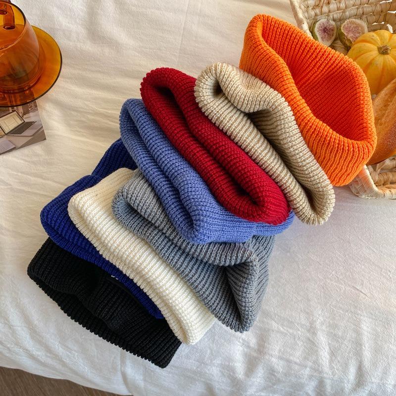 Hat Female Autumn and Winter New Ear Protection Wool Hat Red Face Small Warm Knitted Hat Big Head Circumference Cold Hat Male