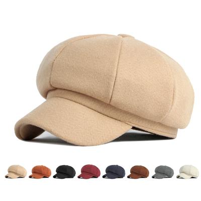 Chapeau femme automne hiver plaque légère laine casquette octogonale langue de canard béret femmes casquette gavroche