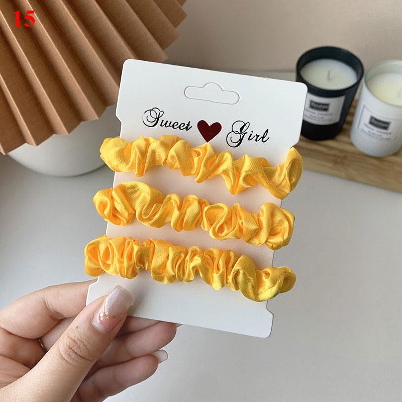 3 Stück/Set Satin Scrunchies Einfarbig Haarseil Koreanischer Pferdeschwanzhalter Haargummis Kopfschmuck Weiches Elastisches Haarband Haaraccessoires
