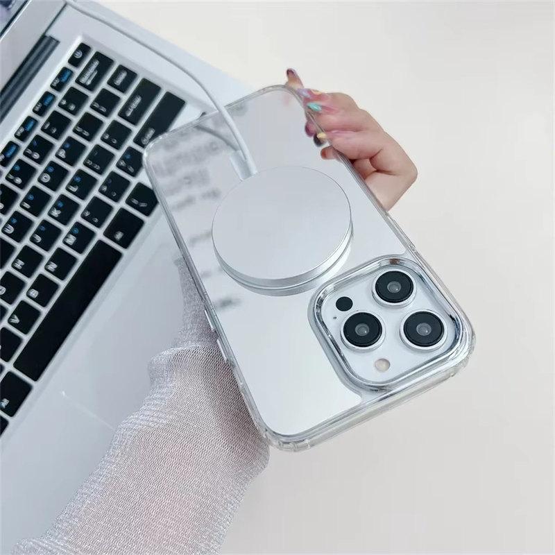 Make Up Mirror For Magnetic Magsafe Case For iPhone 13 14 16 Pro Max 12 Pro 11 15 Thin Wireless Charging Cover For iPhone 12 Pro