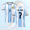 Camisa Principal da Copa do Mundo de 2026 Argentina time de futebol Número 7 DE PAUL Unissex Camiseta para Fãs Secagem rápida respirável camisa de futebol feminino masculino moda nova camiseta
