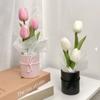 Simulation Artificial Tulip Bouquet Realistic Fake Flower Bunch Tulip Bucket Bouquet  Dining Table