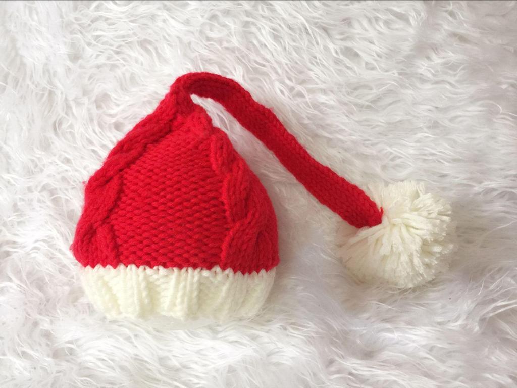 Handgestrickte Neugeborenen-Weihnachtsmütze für Fotoshootings und Vollmond-Requisiten