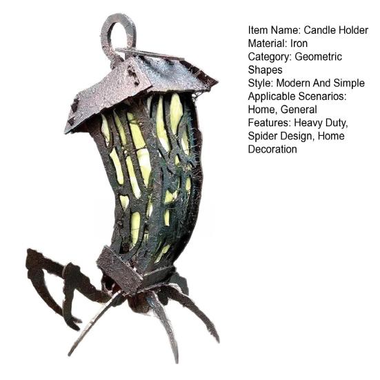 1/2Pcs Halloween Spider Candle Holder Gothic Vintage Metal Spider Lantern Holder Home Office Desktop Decoration Ornament