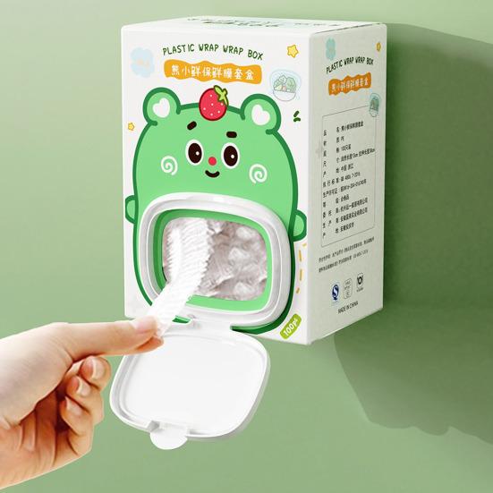 100Pcs Plastic Wrap Dispenser Box Wall-Mounted No-Drill Installation Flip-Top Design Plastic Wrap Cover for Easy Refill Plastic Storage Box for Cling