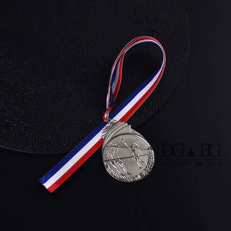 Gold Silver Bronze Medals 1St 2Nd 3Rd Volleyball Sports Trophy Award Bright Antique Attached Red White Blue Ribbon Souvenir Gift