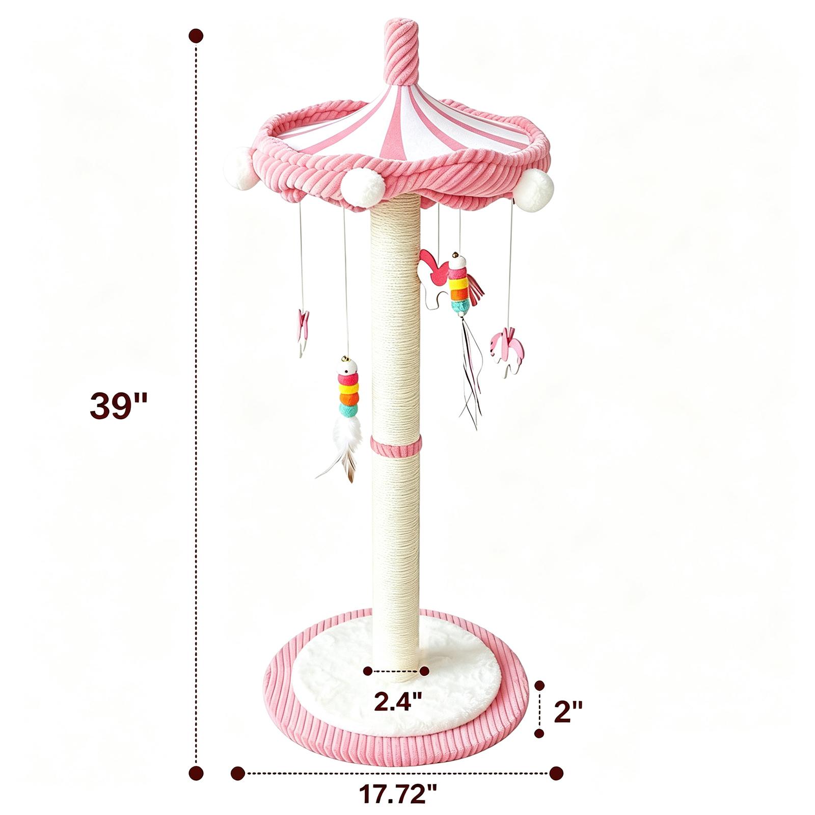 39" Tall Carousel Cat Scratching Post