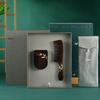 Tan Mujiang Ebony Wood Hair Comb & Mirror Gift Set