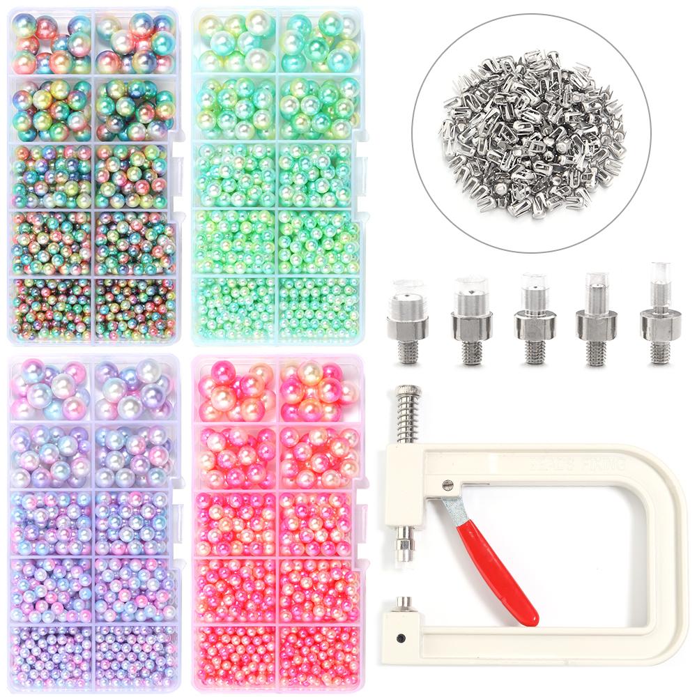 10Grids 4/5/6/8/10mm ABS Imitation Pearl Beads Kit Gradient Color No Hole Round Loose Beads For DIY Jewelry Making Accessories