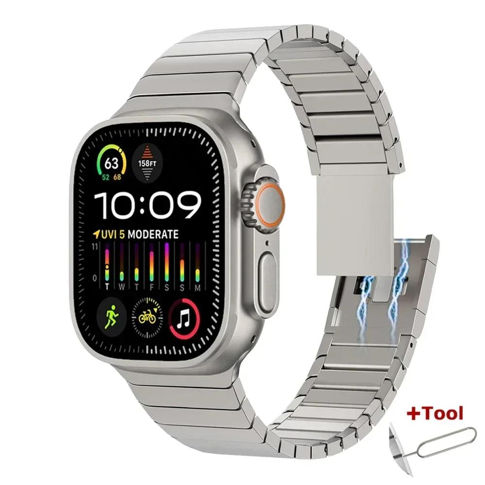 Magnetic Metal Band for Apple Watch Ultra2 49mm Series 10 46mm Stainless Steel Strap for Series 9 8 7 6 5 4 SE 45mm 44mm Correa