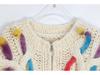 Handmade Retro Cable Knit Floral Cardigan Sweater for Women