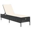 VidaXL Chaise longue avec coussin noir résine tressée, lit de bronzage, chaise longue d'extérieur, lit de jour d'extérieur, 4002719