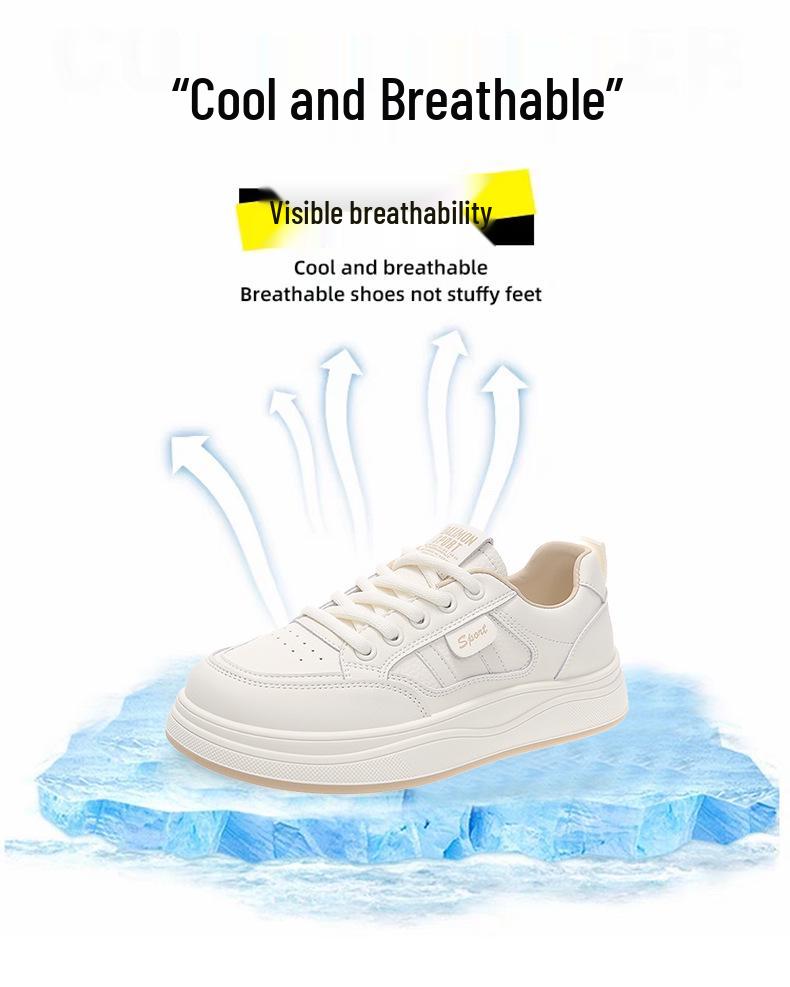 Damskie uniwersalne płaskie białe skórzane sneakersy na jesień 2025 - Casualowy styl sportowy