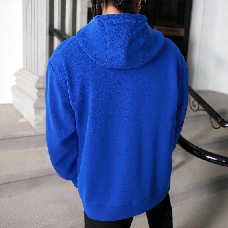 Men's Plus Size Fleece Hooded Zipper Sweatshirt with Velvet Lining