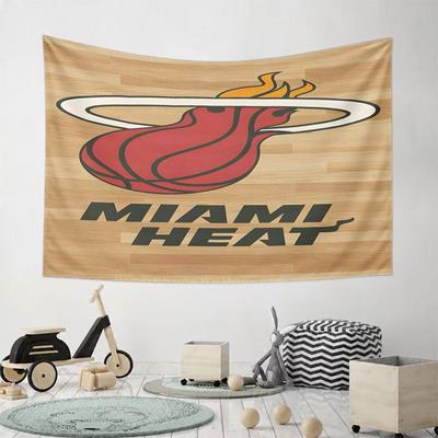 Miami Heat Logo with Flaming Basketball Pattern Wall Hanging Tapestry Decorative Tapestry Home Decor for Bedroom and Living Room
