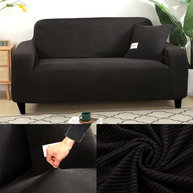 Jacquard Thick Sofa Covers For Living Room Plain Couch Cover Corner L Shape Chaise Longue Sofa Slipcovers Solid Color 1pc for Home
