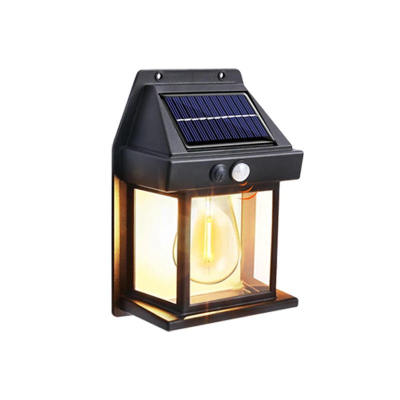 

1-4Pcs Solar-Powered Waterproof Outdoor Wall Light with Motion Sensor Tungsten Filament Garden Yard Decoration LED Lamp 3 Modes