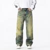 High Street retro washed old jeans men's trendy brand loose big straight denim drape wide leg trousers men