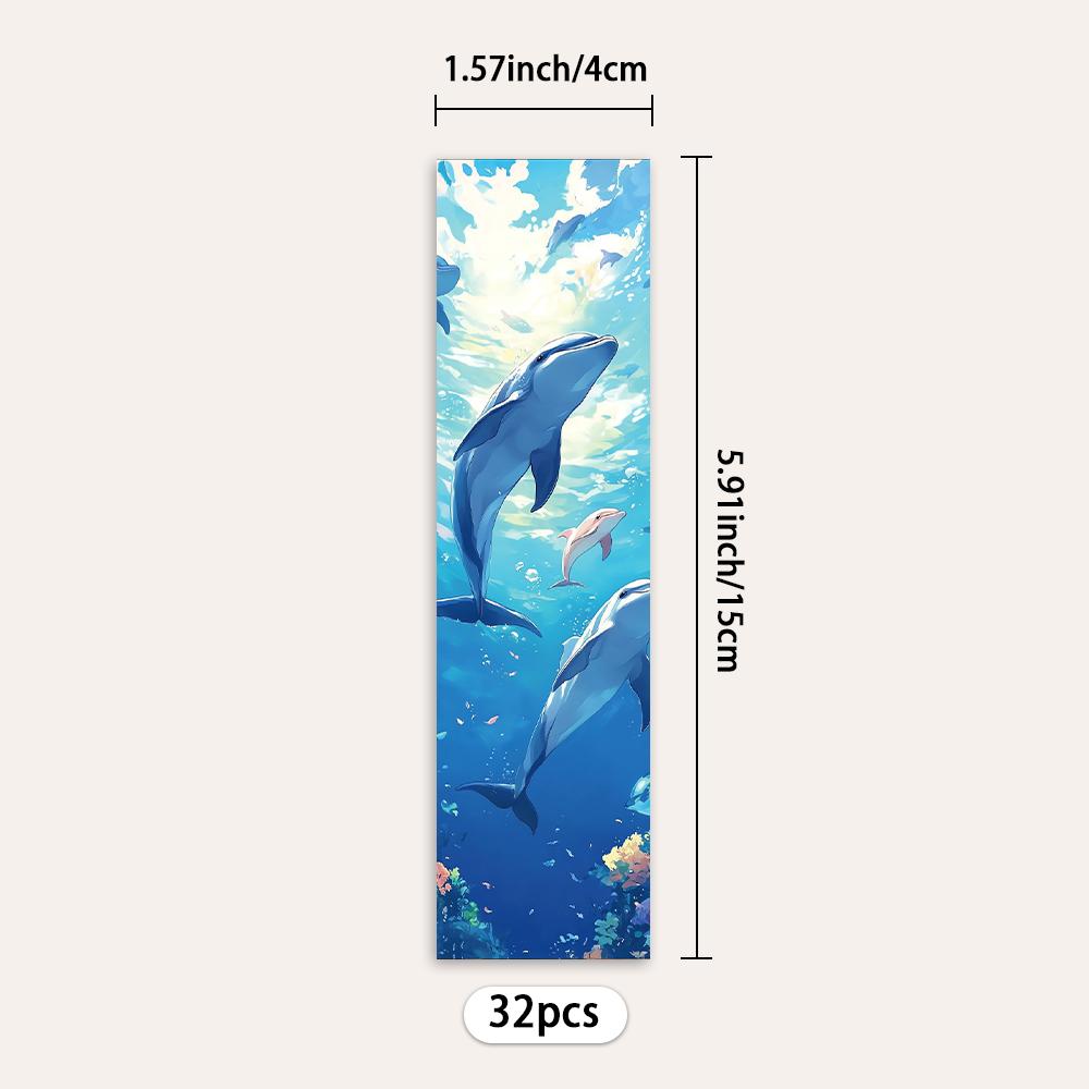 32pcs, Jumping Whale Bookmark, suitable for back-to-school season, Christmas, Halloween, teachers, readers, and birthdays.