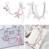 Stylish Beaded PU Leather Lace Bows Bag Charm Elegant Handbag Accessory Bags Keychain Holder For Women Girls