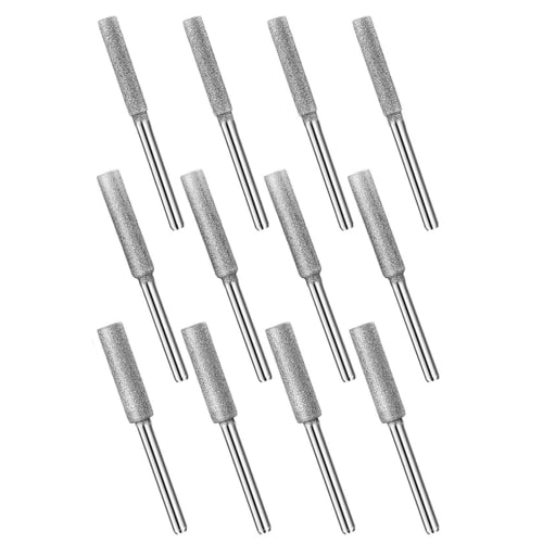 Set of 12 High-Quality Diamond Burs with Cylindrical Shanks, 3mm Shank (4.0mm/4.8mm/5.5mm), for Chainsaw Grinding Heads, Mini Routers, Routers, Grinde