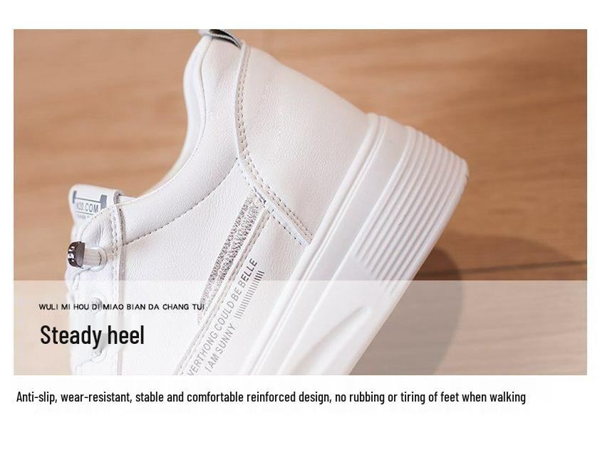 Women's Invisible Lift White Slip-On Shoes - Thick-Soled, Versatile for Spring and Autumn