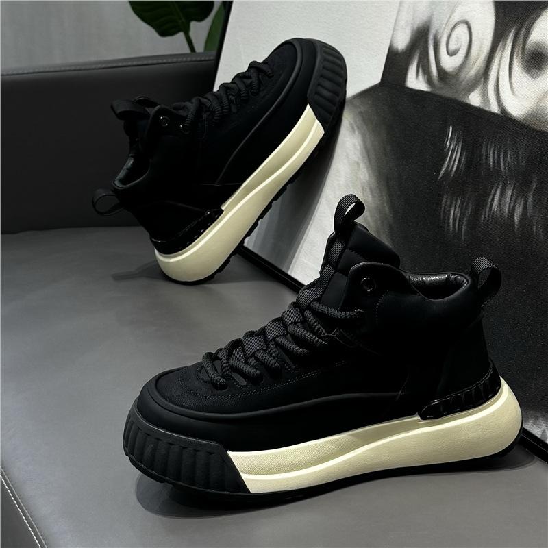 Shoes spring new mid-top shoes trendy lace-up platform shoes outdoor sports and leisure shoes qs