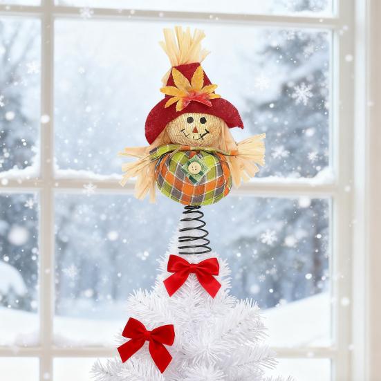 Thanksgiving Scarecrow Miniature Fall Scarecrow Tree Topper 8 Inches Miniature Harvest Autumn Ornaments for Farmhouse Home Party Supplies