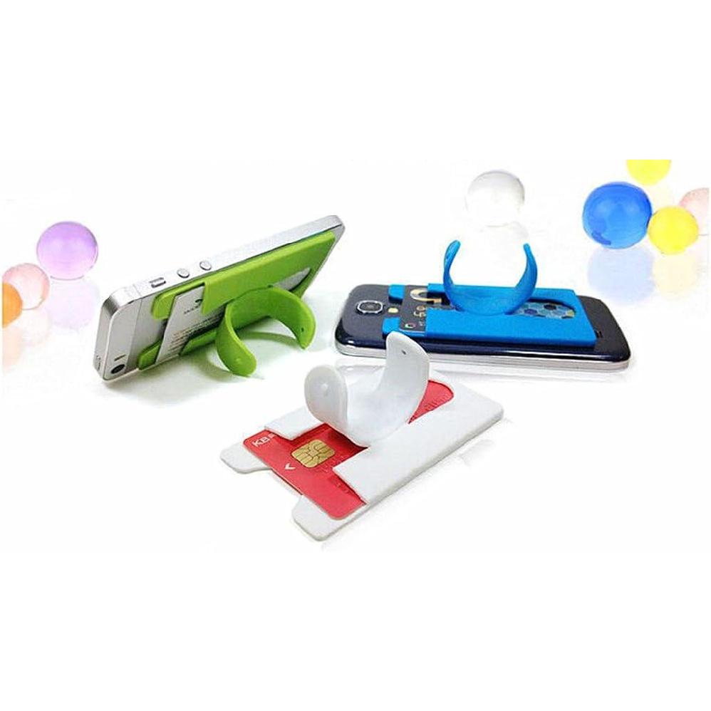 Card Holder with Cell Phone Stand,Stick-on Silicon Rubber Smartphone Sleeve Support Wallet(6pcs)
