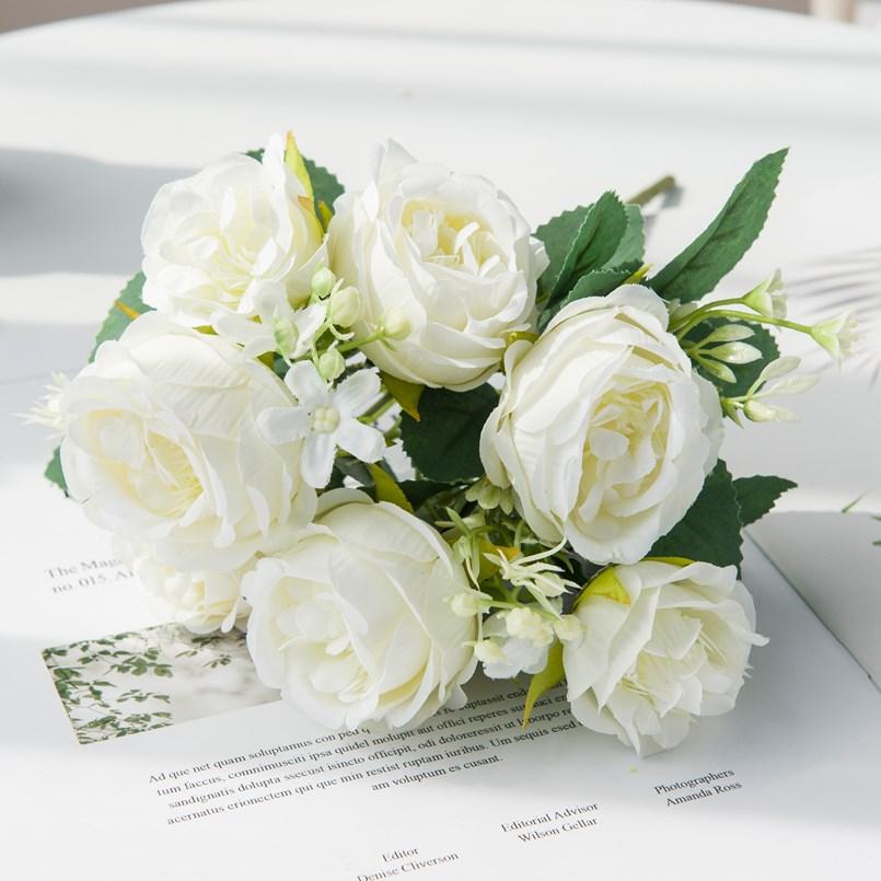 Artificial Flower Home Room Decoration Accessories Wedding Scrapbook Peony Candy Gift Box Arrangement Festival Silk Rose Bouquet