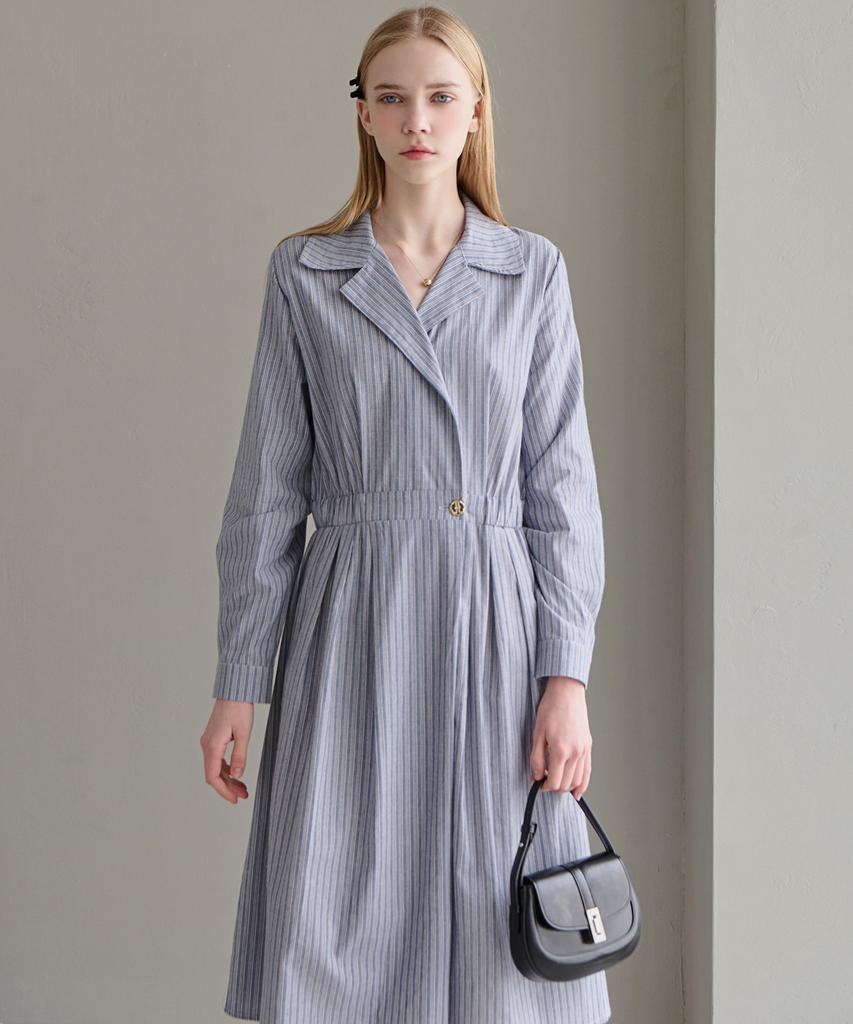 Lucida Melange Stripe Dress - Blue