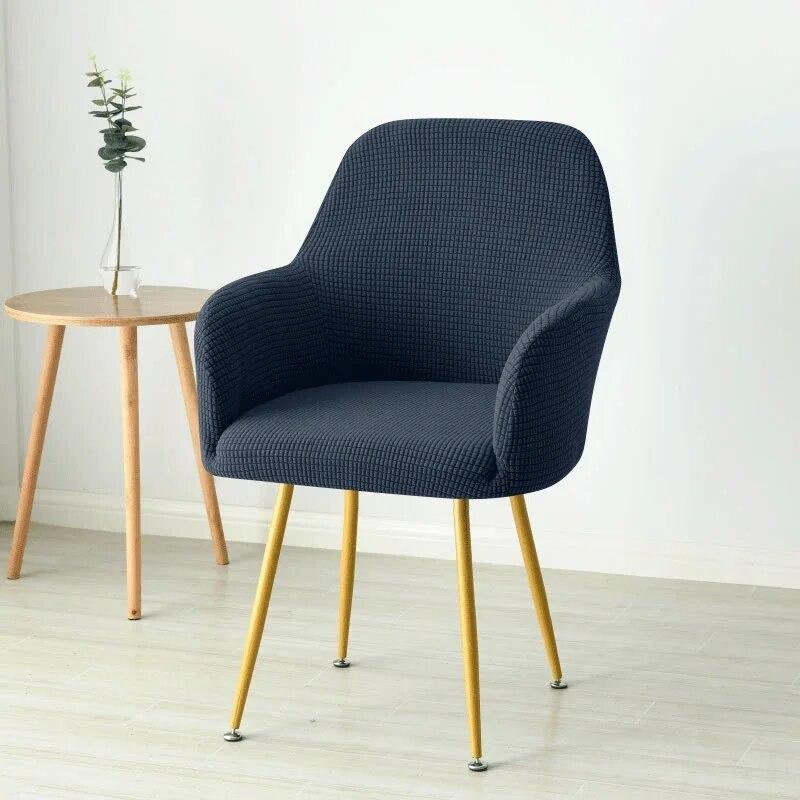 1Pc Solid Color Polar Fleece Dining Chair Covers Elastic High Arm Armchair Cover Removable Stretch Office Seat Slipcover Home