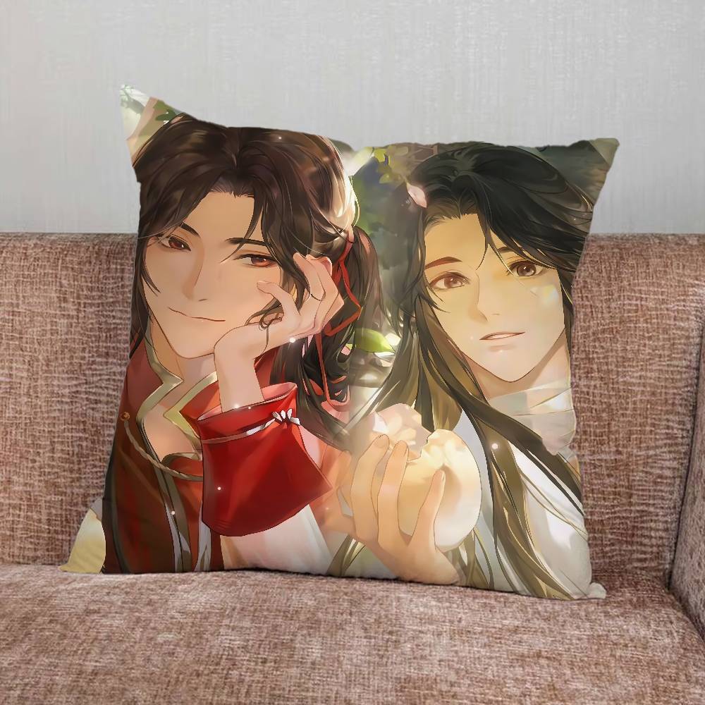 HHeaven Cartoon Officials Blessing Pillow Case For Home Bedroom Car Office Decoration Living Room Sofa Cushion Cover Suitable