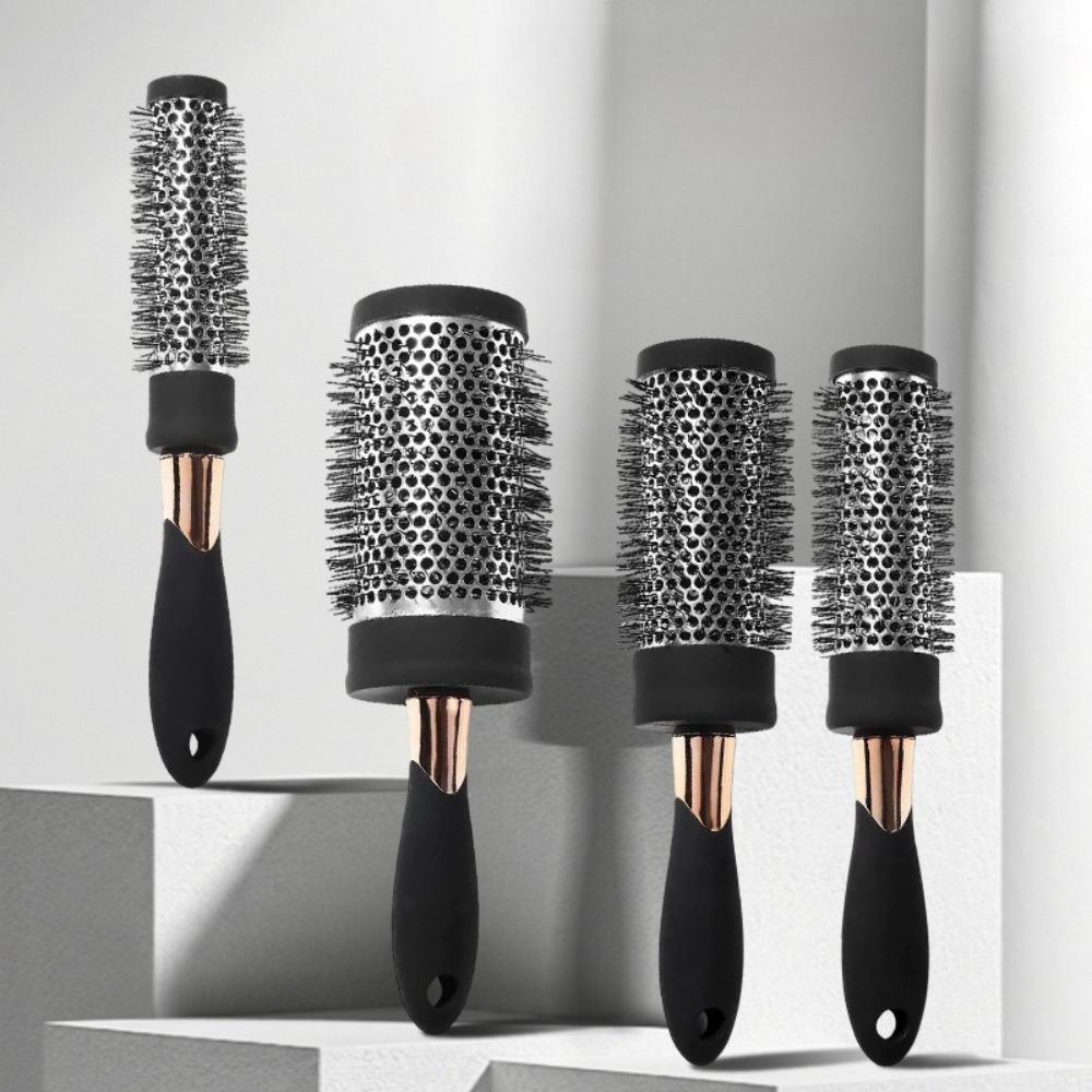 Aluminiumrohr Haarpflegekamm Dauerwellen Haarbürste Haarbürste Thermischer Rundbürstenkamm Antistatischer Friseur Lockenhaare Lockenwickler