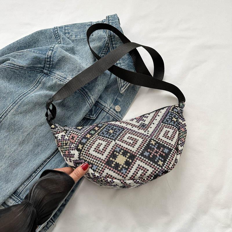 Ethnic Style Large Capacity Dumpling Bag Autumn New Fashion Trend One-shoulder Crossbody Bag Vacation Style Niche Women's Bag