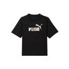 Puma American Retro Letter Logo Print Crew Neck Pullover Short Sleeve T-Shirt Women T-Shirts Black 676682-01